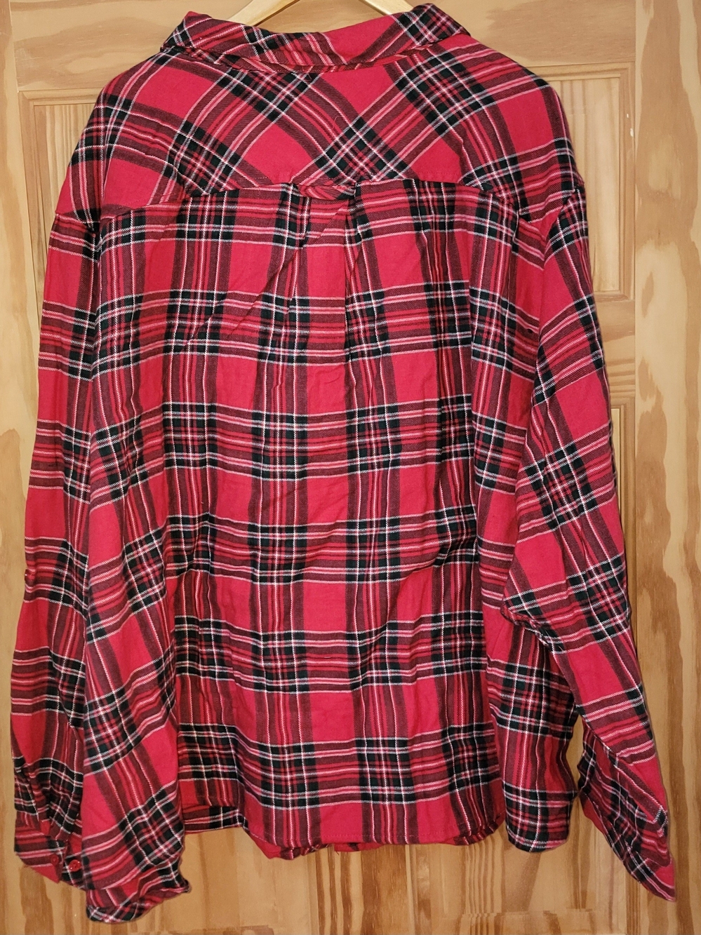Roaman's Red and Black Plaid Button-Down Shirt - Size 42W - Picture 2 of 3